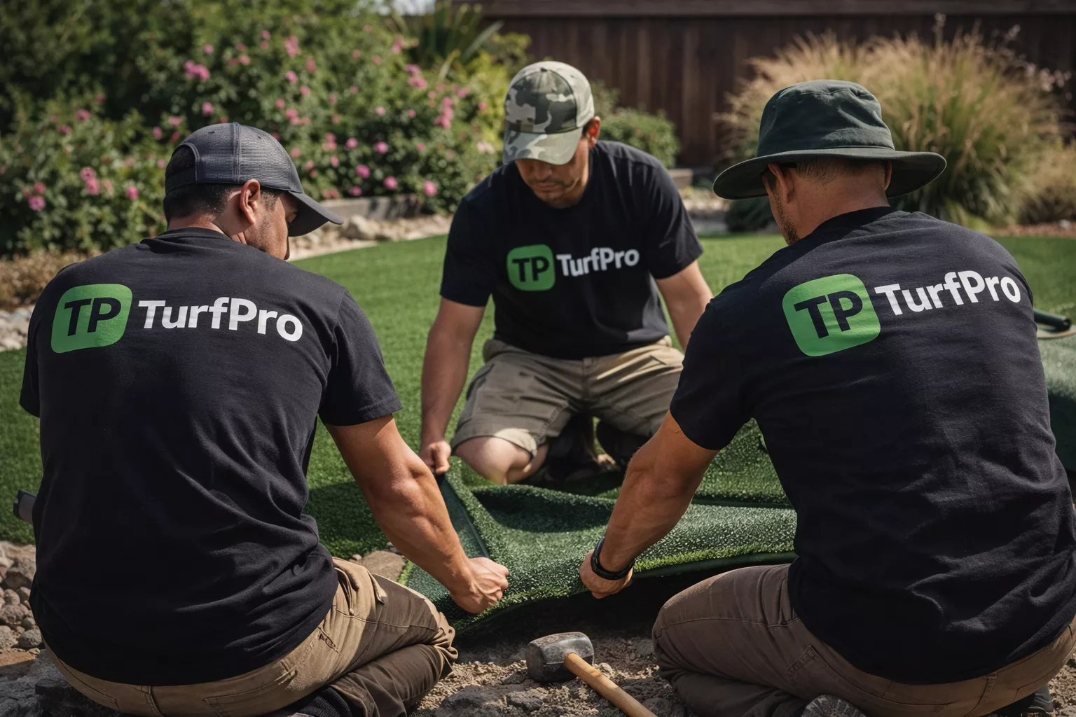 Professional artificial turf installation